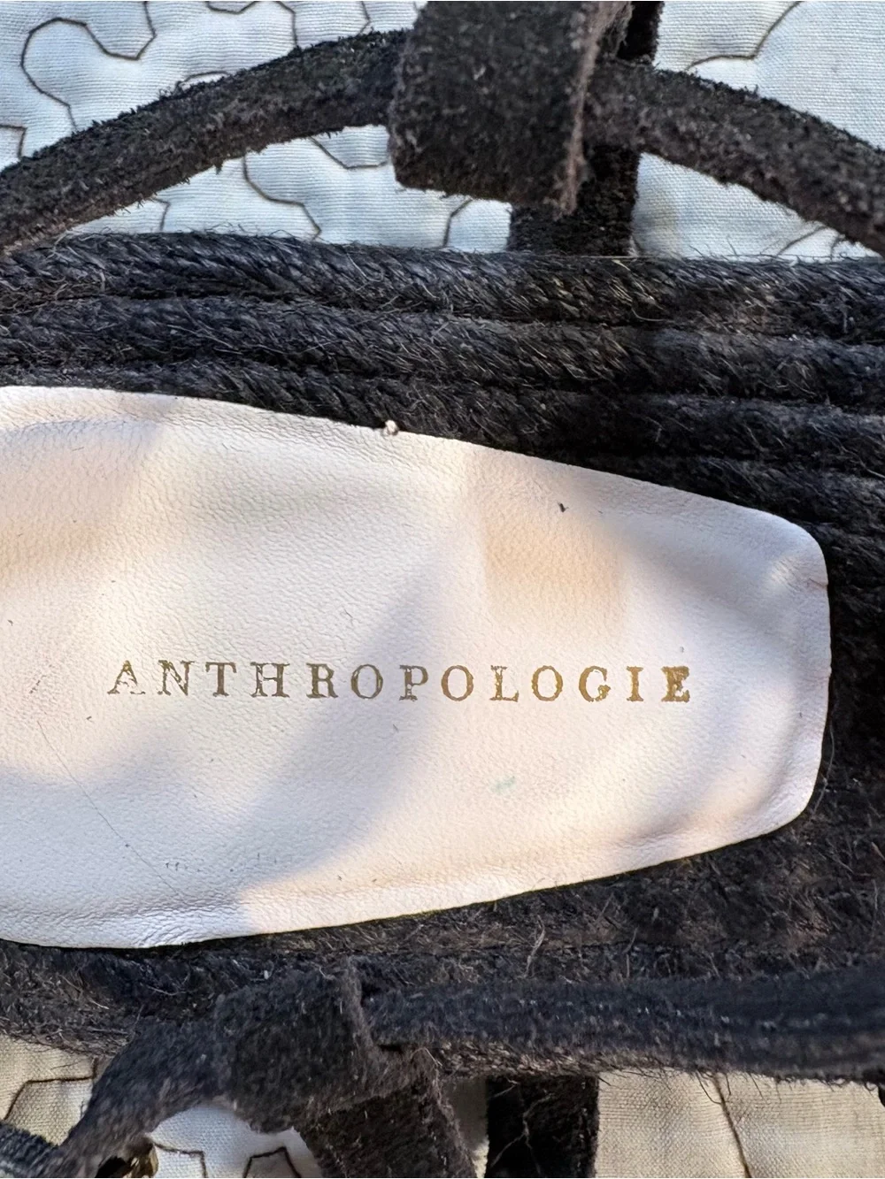 Anthropologie Fringed Rope Tassel Sandals Black White Woven Boho Sandals Sz 8💛
